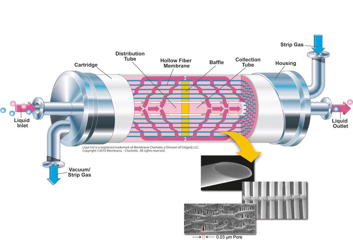 Illustration on how to remove gases from water