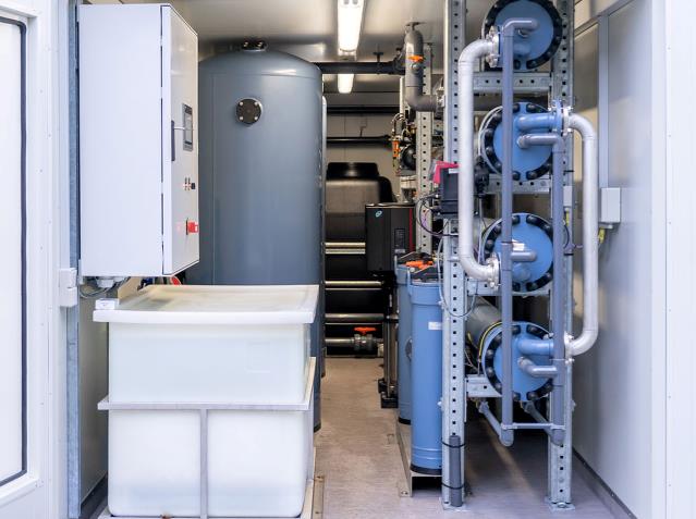 Inside a Eurowater container with water treatment units
