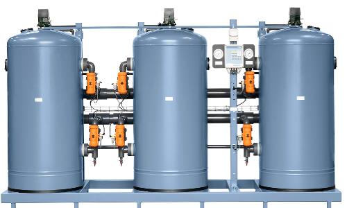 Continuous high flow rate with triplex softener